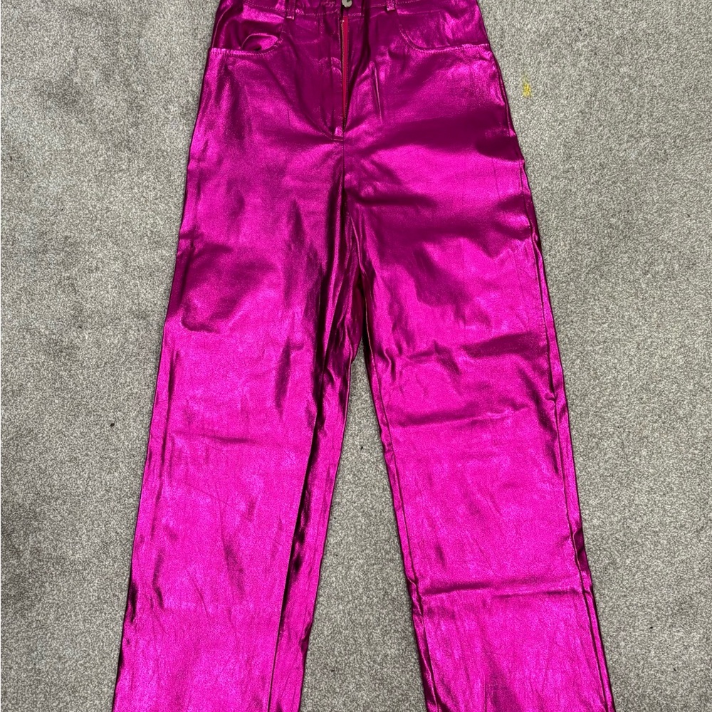 Vibrant Pink Satin Pants